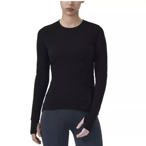 Spyder Active Women's Long Sleeve Thumb Slit Pocket Stretch Top Black Size Large